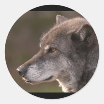 Wolf Profile Round Stickers