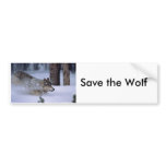 Wolf Running In Snow bumper stickers