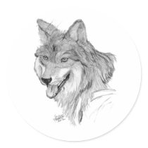 Wolf Round Stickers