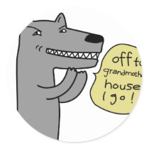 Wolf (white) round sticker