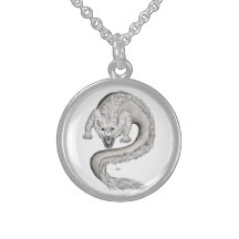 Wolfdragon black and white Design Sterling Silver Necklaces