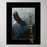 Wolves, Eagle & Totem Mystical Art Poster