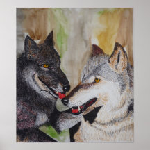 Wolves Playing Poster