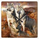 Wolves Trio American Wall Clock