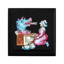 Woman and Fire Breathing Dragon Vintage Keepsake Box