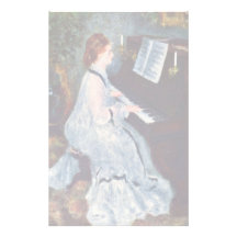 Woman At The Piano By Pierre-Auguste Renoir Stationery Design