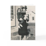 woman child and bunny greeting card