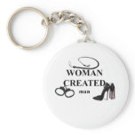 WOMAN CREATED MAN keychains