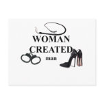 WOMAN CREATED MAN postcards