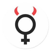 woman devil icon round stickers