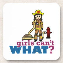 Woman Firefighter Beverage Coasters