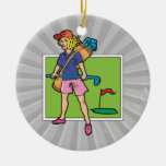 woman golfer graphic christmas tree ornament