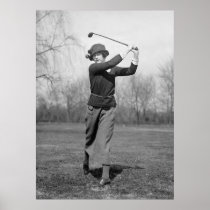 Woman Golfing: 1920s Print
