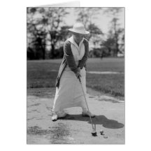Woman Golfing, Vintage 1910s Greeting Card