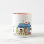 Woman in a coffee shop mug