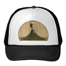 Woman in a Peacock Skirt Mesh Hat