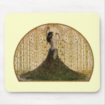 Woman in a Peacock Skirt Mouse Pads