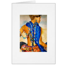Woman in Beads Greeting Cards