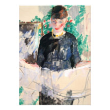 Woman in Black Reading Newspaper Personalised Invite