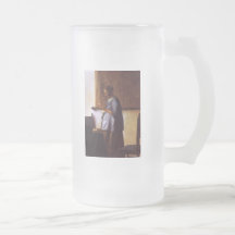 Woman in Blue Reading a Letter Coffee Mugs