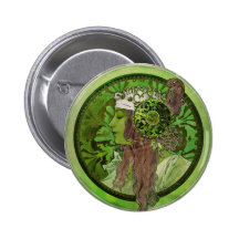 Woman in Green (Headdress) Pinback Button