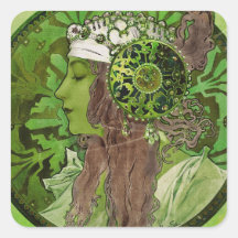 Woman in Green (Headdress) Square Sticker