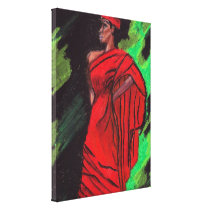 WOMAN IN RED canvas Stretched Canvas Print