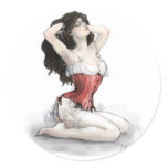 Woman in Red Corset stickers