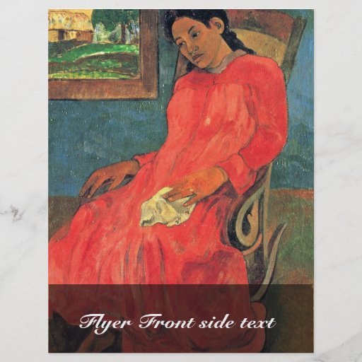 Woman In Red Dress By Paul Gauguin (Best Quality) Flyer Design