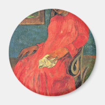 Woman In Red Dress By Paul Gauguin (Best Quality) Fridge Magnets