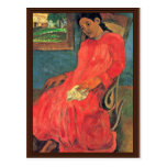 Woman In Red Dress By Paul Gauguin (Best Quality) Post Cards