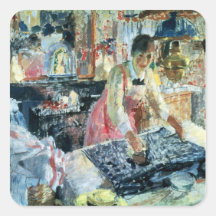 Woman Ironing, 1912 Square Stickers