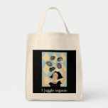 Woman juggling cakes shopping bag Bag