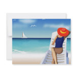 woman laying on the beach invitations