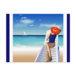 woman laying on the beach postcards