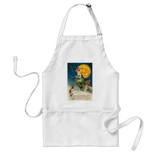 Woman on Broomstick All Halloween Aprons