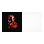 Woman on red fractal background photo cards