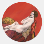 Woman on Red Sofa Sticker