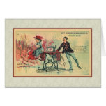 Woman on Sewing Machine on Ice Greeting Cards