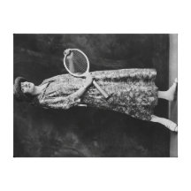 Woman Posing with Tennis Racket Photograph Canvas Prints