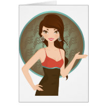 Woman presenting cards