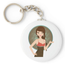 Woman presenting keychains
