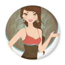 Woman presenting magnets