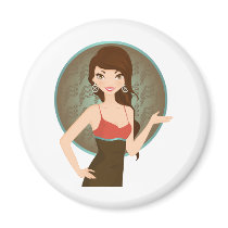 Woman presenting magnets