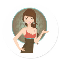 Woman presenting stickers