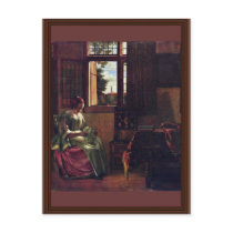 Woman Reading A Letter By Hooch Pieter De Postcards