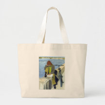 Woman Reading Canvas Bags