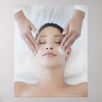 Woman receiving facial massage print
