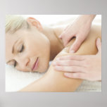 Woman relaxing at a spa while receiving a 2 posters