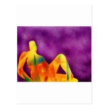 Woman sitting in sunlight postcard